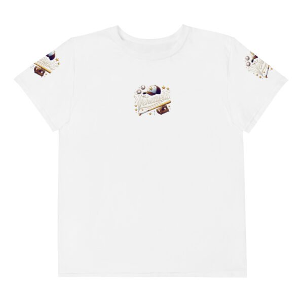 Camiseta cuello redondo adolescente guante, bate, pelota baseball único