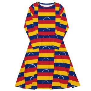 Vestido midi con manga larga all over bandera
