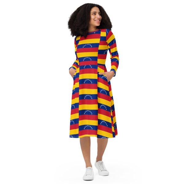 Vestido midi con manga larga all over bandera - Imagen 4