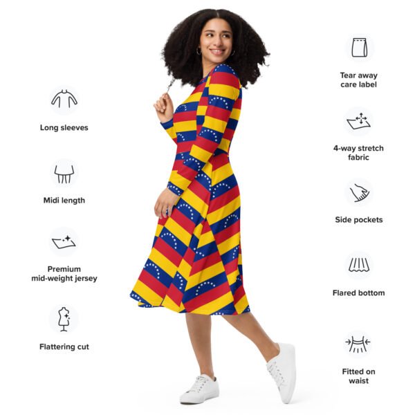 Vestido midi con manga larga all over bandera - Imagen 3